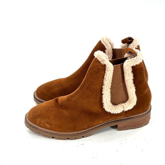 Steve Madden Leopold Boots 9 NWOT Brown Suede Ankle Booties Faux Fur - Picture 4 of 9